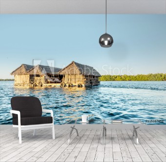 Afbeeldingen van Typical  Boathouses  in Lamu town by Lamu Island in Kenya Afric